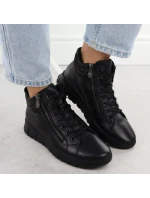 Černé dámské kožené nepromokavé boty Rieker N1305-00 Černé dámské kožené nepromokavé boty Rieker N1305-00