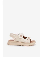 Dámské sandály s ozdobnými detaily na suchý zip béžové model 21688002 - Boto