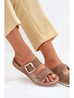 Dámské Pantofle S Přezkou A Suchým Zipperem Hnědé INBLU MK000013