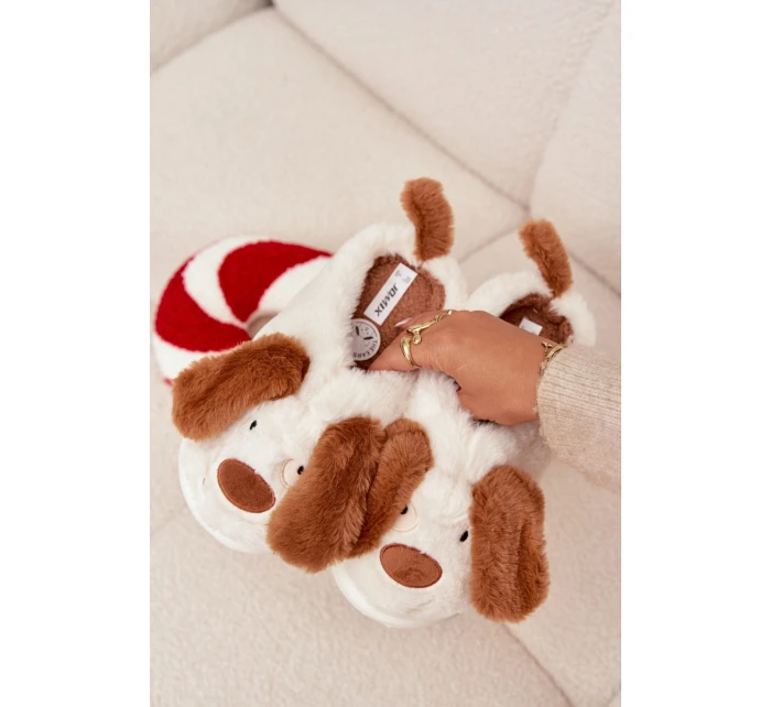 Kožešinové dámské pantofle pejskové hnědé Faylen