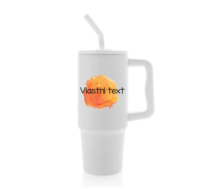 Personalizovaná cestovní termoska s barevným víčkem - Akvarelový otisk