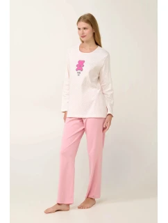 Dámské pyžamo s potiskem 21932 Světle růžová s ecru - Vamp