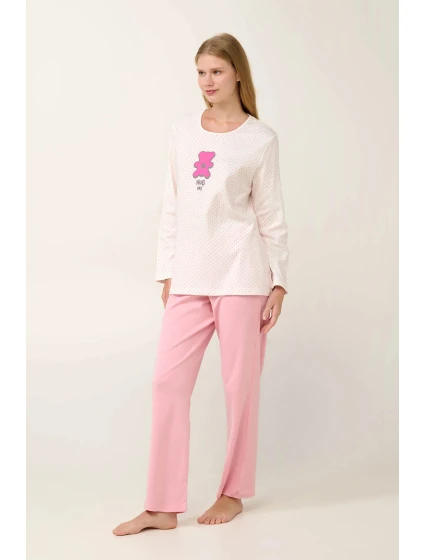 Dámské pyžamo s potiskem 21932 Světle růžová s ecru - Vamp