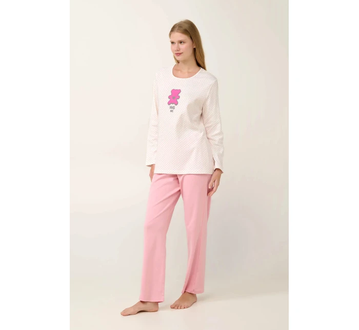 Dámské pyžamo s potiskem 21932 Světle růžová s ecru - Vamp
