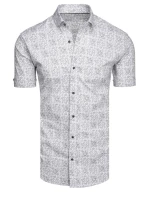 Pánská vzorovaná košile s krátkým rukávem světle šedá FashionStreet KX1055 Pánská vzorovaná košile s krátkým rukávem světle šedá FashionStreet KX1055