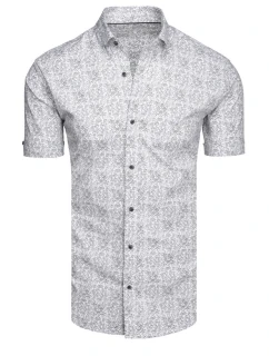 Pánská vzorovaná košile s krátkým rukávem světle šedá FashionStreet KX1055