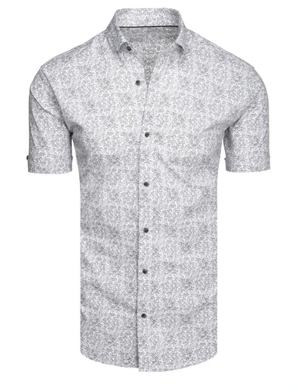 Pánská vzorovaná košile s krátkým rukávem světle šedá FashionStreet KX1055 Pánská vzorovaná košile s krátkým rukávem světle šedá FashionStreet KX1055