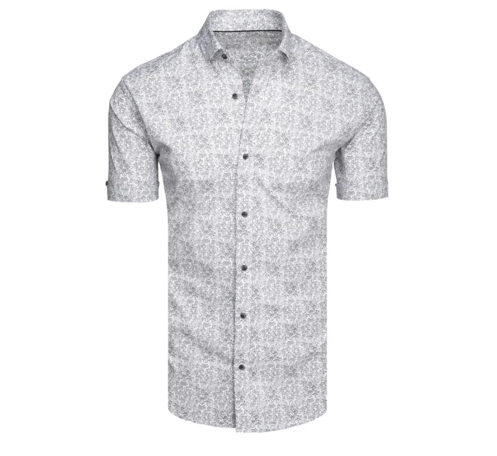 Pánská vzorovaná košile s krátkým rukávem světle šedá FashionStreet KX1055 Pánská vzorovaná košile s krátkým rukávem světle šedá FashionStreet KX1055