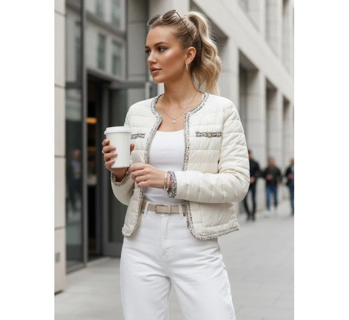 Dámská prošívaná přechodná bunda ecru FashionStreet TY5531