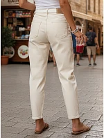 Dámské džínové kalhoty mom fit s páskem ecru FashionStreet UY2985