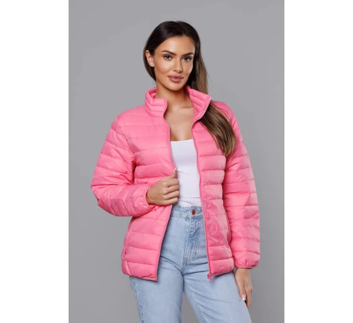 Lehká růžová prošívaná dámská bunda (58M23037-46)