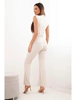 Dámský komplet s model 22084843 halenkou a širokými kalhotami béžový - K-Fashion
