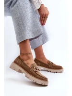 Dámské semišové mokasíny s ozdobou D&A TW117 hnědé Dámské semišové mokasíny s ozdobou D&A TW117 hnědé