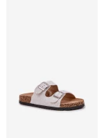 pantofle na korkové podrážce s přezkami světle šedé model 21685392 - Boto pantofle na korkové podrážce s přezkami světle šedé model 21685392 - Boto