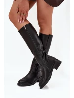 Dámské Černé Boty Na Nízkém Podpatku model 21704732 - Boto