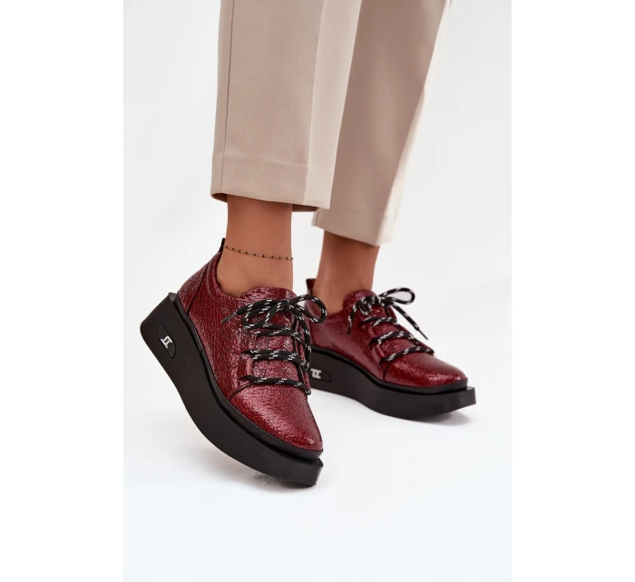 Kožené Lakované Dámské Mokasíny Na Platformě Artiker 57C2046 Bordó
