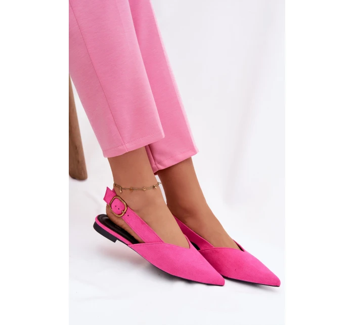 Baleríny s Zlatým Přezkou Eco Semišové Růžové model 21937565 - Boto