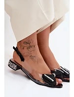 Průhledné sandály s krystaly a síťovanou mašlí D&A MR61-9004 Černé