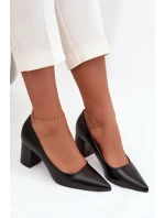 Dámské lodičky na blokovém podpatku se špičatou špičkou Ryvessa – černé Dámské lodičky na blokovém podpatku se špičatou špičkou Ryvessa – černé