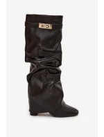 Dámské kotníkové boty Glorine na sloupkovém podpatku – černé