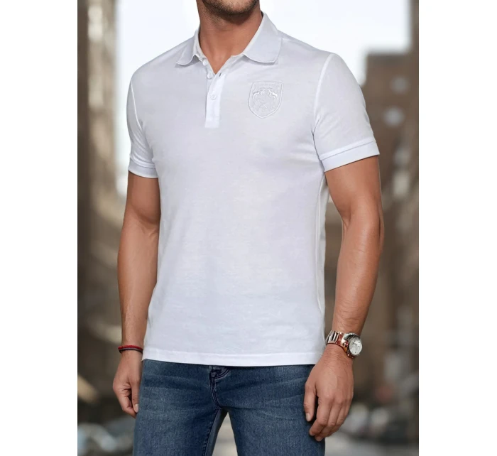 Pánská polokošile s nášivkou bílá FashionStreet PX0627 Pánská polokošile s nášivkou bílá FashionStreet PX0627