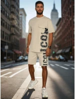 Pánský khaki komplet s potiskem Dstreet model 21988644 - FashionStreet Pánský khaki komplet s potiskem Dstreet model 21988644 - FashionStreet