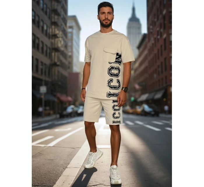 Pánský khaki komplet s potiskem Dstreet model 21988644 - FashionStreet Pánský khaki komplet s potiskem Dstreet model 21988644 - FashionStreet