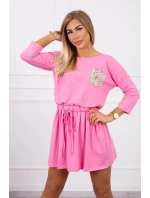 Šaty s flitrovou kapsou světle růžové Šaty s flitrovou kapsou světle růžové