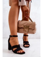 Módní Semišové sandály na vysokém podpatku Černé model 21578502 - Boto