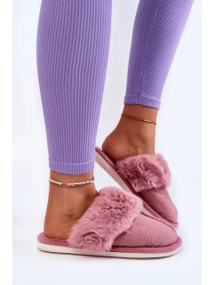 Dámské zateplené pantofle s kožíškem Tmavě růžové model 21603686 - Boto