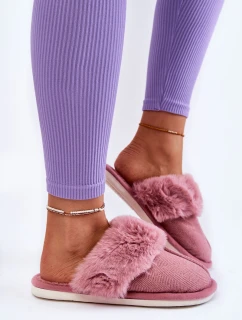 Dámské zateplené pantofle s kožíškem Tmavě růžové model 21603686 - Boto