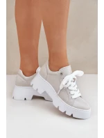 Tenisky Sportovní Boty Na Platformě model 21683579 Stříbrné - CheBello Tenisky Sportovní Boty Na Platformě model 21683579 Stříbrné - CheBello