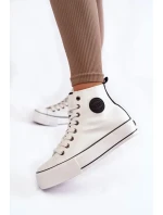 Dámské vysoké zateplené tenisky Big Star KK274170 Bíle Dámské vysoké zateplené tenisky Big Star KK274170 Bíle