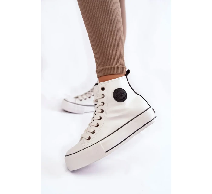 Dámské vysoké zateplené tenisky Big Star KK274170 Bíle Dámské vysoké zateplené tenisky Big Star KK274170 Bíle