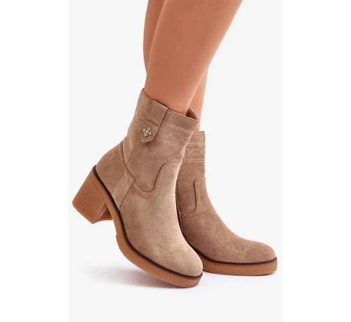 Zateplené Dámské Kotníkové Boty Na Podpatku Hnědé Vailia