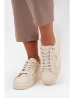 Dámské tenisky z ECO kůže Big Star – béžové/zlaté Dámské tenisky z ECO kůže Big Star – béžové/zlaté