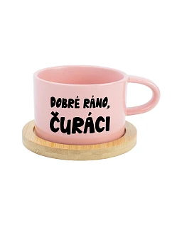 DOBRÉ RÁNO, ČURÁCI - růžový hrníček makronka 200 ml