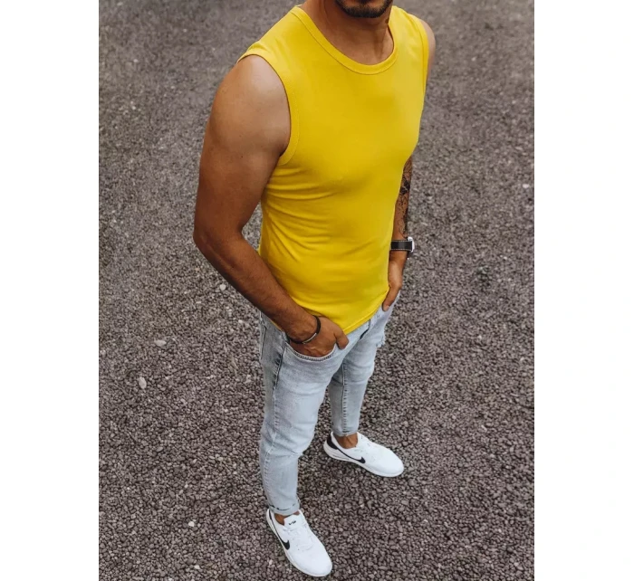 Pánská košile bez rukávů bez potisku žlutá Dstreet RX4920