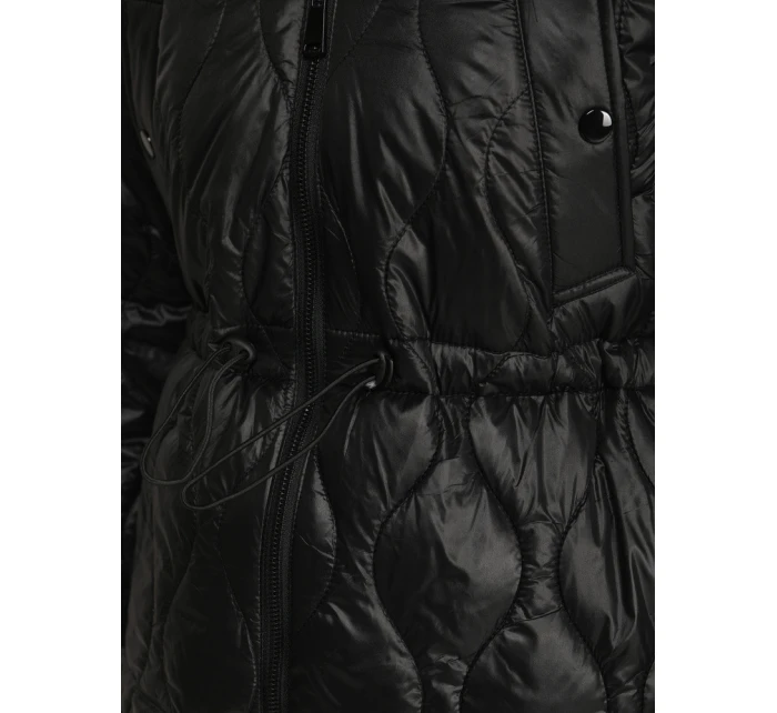 Dámská prošívaná bunda s kapucí černá FashionStreet TY5534 Dámská prošívaná bunda s kapucí černá FashionStreet TY5534