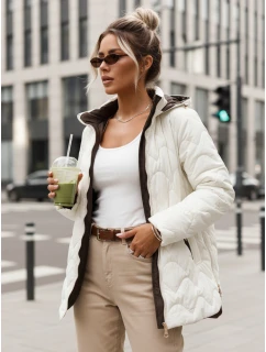 Dámská prošívaná přechodná bunda s odepínací kapucí ecru TY5624