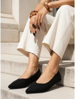 Baleriny damskie zamszowe z noskiem w szpic czarne FashionStreet ZY1424