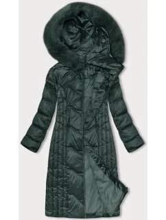 Tmavě zelená dlouhá vypasovaná zimní bunda model 21246707 - S'WEST