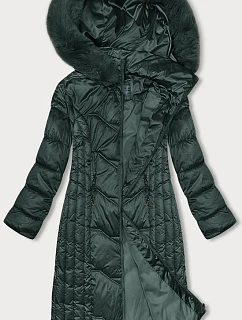 Dlouhá zimní bunda slim-fit tmavě zelená S'west (B8201-10)