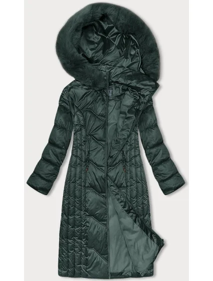 Tmavě zelená dlouhá vypasovaná zimní bunda model 21246707 - S'WEST