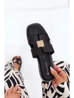 Ploché Pantofle S Výřezy A Dekorací Černé Bohalis