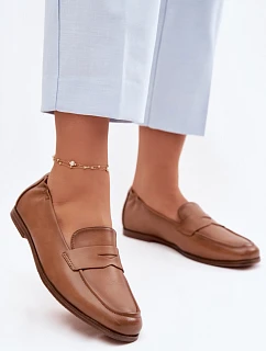 Mokasíny z přírodní kůže model 22074671 Camel - VINCEZA