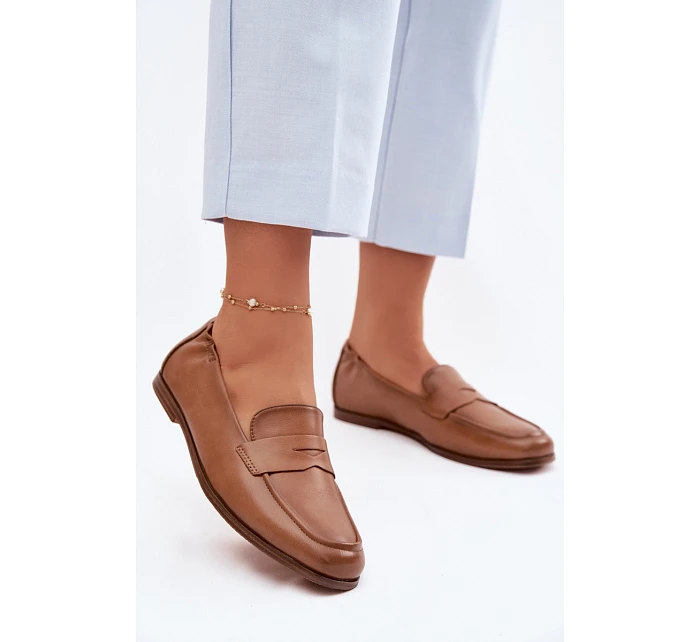 Mokasíny z přírodní kůže model 22074671 Camel - VINCEZA Mokasíny z přírodní kůže model 22074671 Camel - VINCEZA