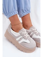 Semišové tenisky na platformě model 22095152 bílé - Goe