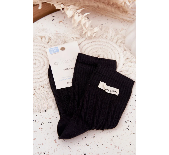 Teplé dámské ponožky s vlnou – černé