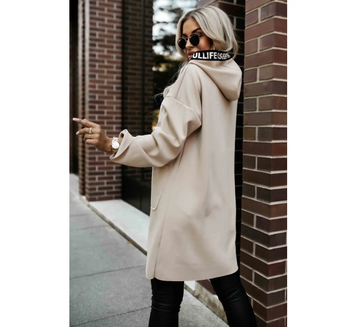 model 21379613 Ležérní kabát s kapsami a kapucí béžový - numoco basic